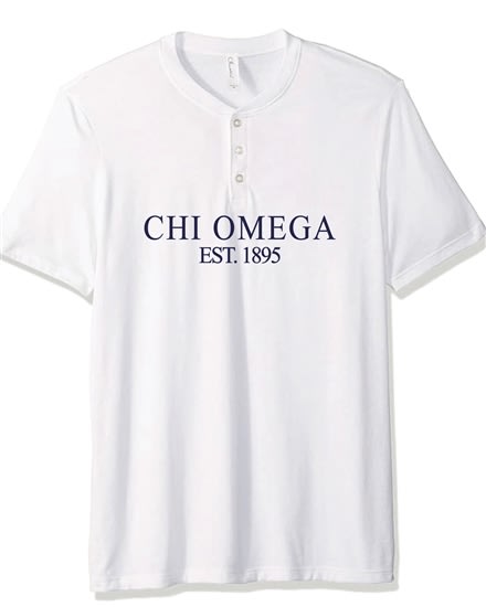 White Henley - Classic (Navy) - Chi Omega
