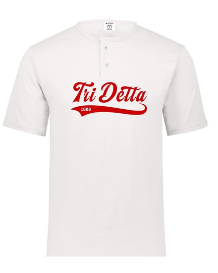 White Henley - Baseball (Red) - Tri Delta