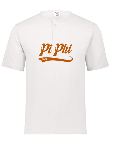 White Henley - Baseball (Burnt Orange) - Pi Phi