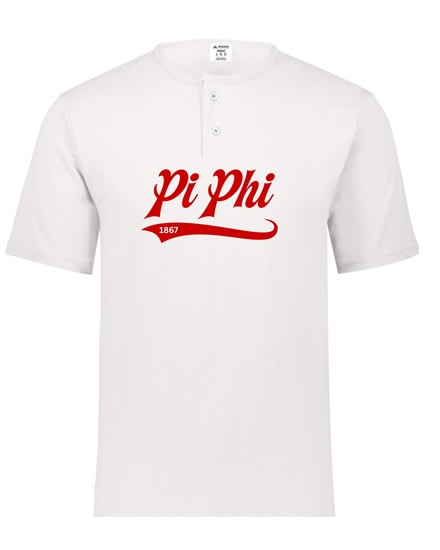 White Henley - Baseball (Red) - Pi Phi