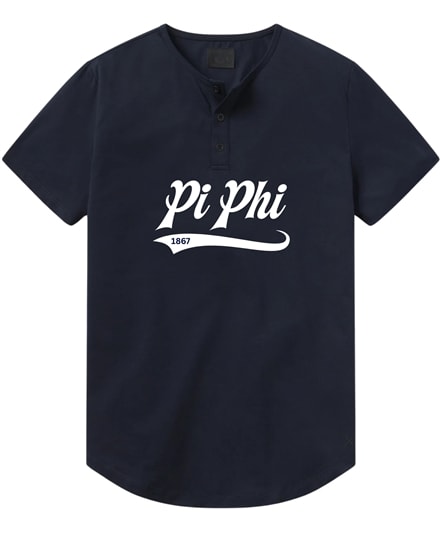 Navy Henley - Baseball (White) - Pi Phi