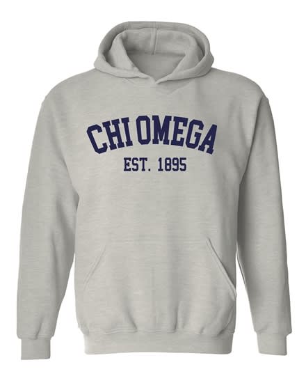 Grey Hoodie - Varsity Style (Navy) -Chi Omega