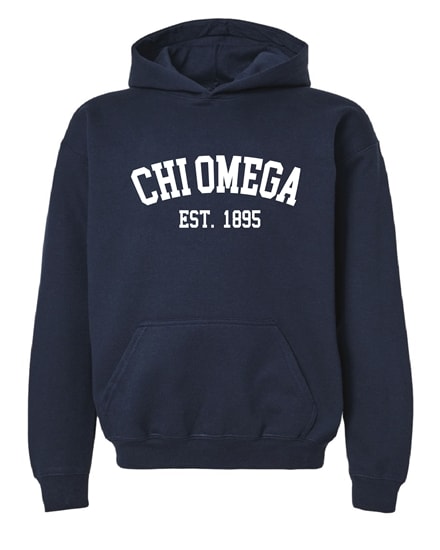 CO-Navy Hoodie - Varsity Style - Chi Omega
