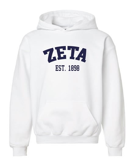 ZTA-White Hoodie - Navy Varsity - Zeta