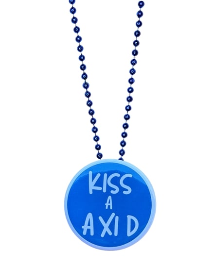 Pin Necklace - Kiss A Alpha Xi -Blue Beads