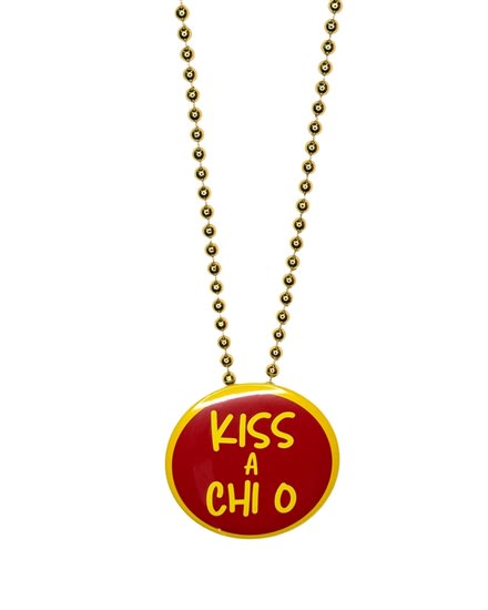 Pin Necklace - Kiss A Chi O -Gold Beads