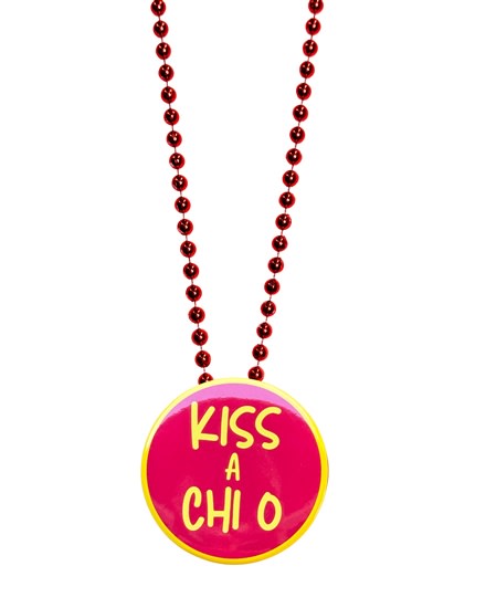 Pin Necklace - Kiss A Chi O -Red Beads