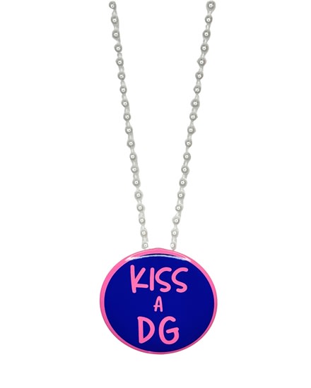 Pin Necklace - Kiss A Dee Gee -White Beads