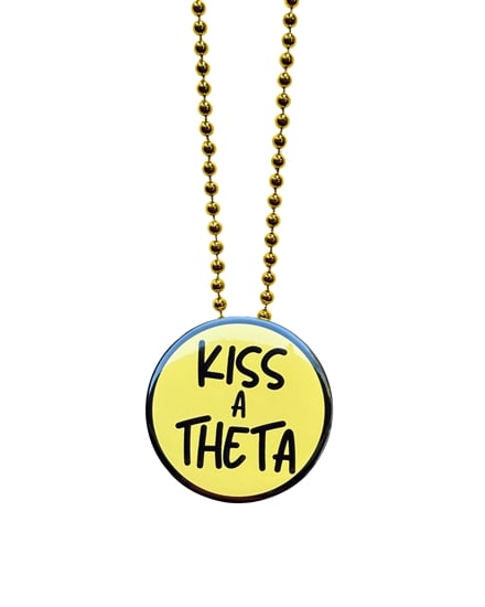 Pin Necklace - Kiss A Theta -Gold Beads