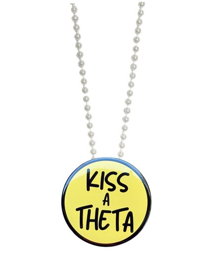 Pin Necklace - Kiss A Theta -White Beads