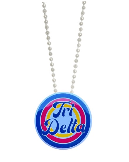 Pin Necklace - Retro Tri Delta -White Beads