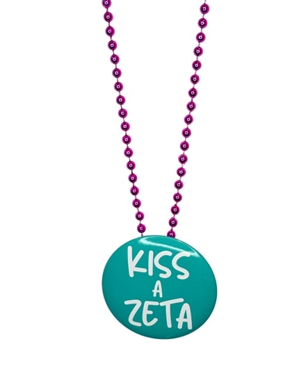 Pin Necklace - Kiss A Zeta -Pink Beads
