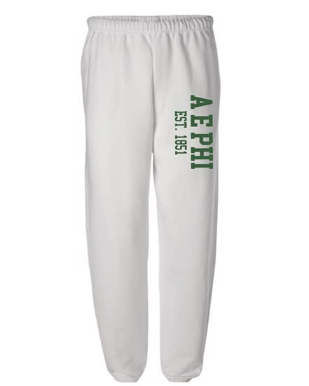 White Sweatpants (Varsity Style- green) - AEPhi