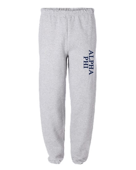 Grey Sweatpants (Vertical Style - Navy) - Alpha Phi