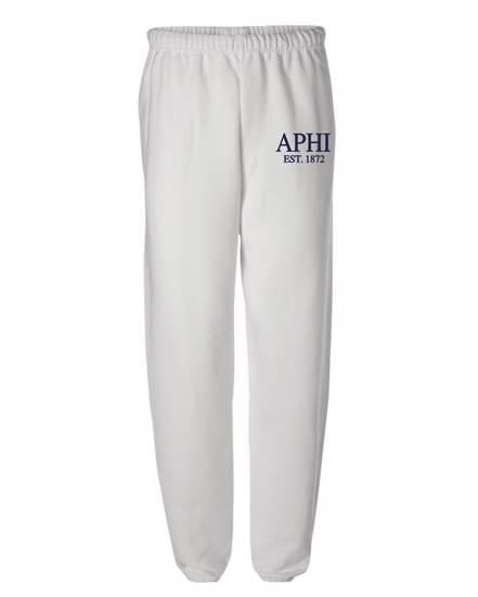 White Sweatpants (Classic Hip- navy) - Alpha Phi
