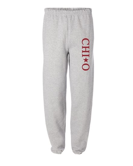 Grey Sweatpants (Verticl Style - Red) - Chi Omega