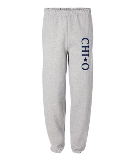 Grey Sweatpants (Vertical Style - Navy) - Chi Omega