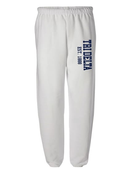 White Sweatpants (Varsity Style- navy) - Tri Delta