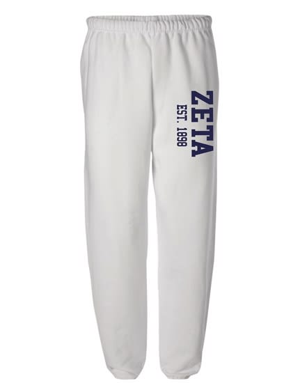 White Sweatpants (Varsity Style- navy) - Zeta