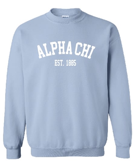 Lt. Blue Sweatshirt (Varsity)- Alpha Chi