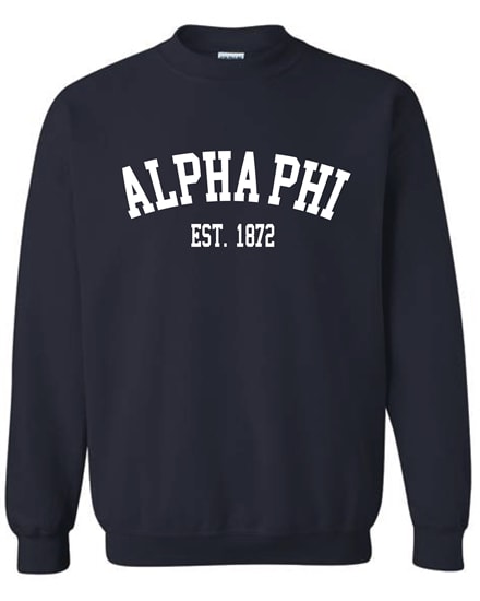 Navy Sweatshirt (Varsity)- Alpha Phi