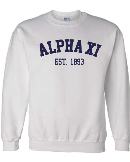 White Sweatshirt (Varsity) Navy Print- AXiD