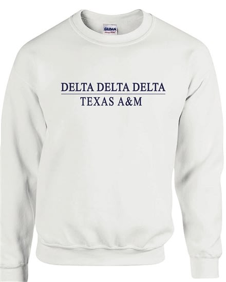 White Sweatshirt (A&M Style) -Tri Delta