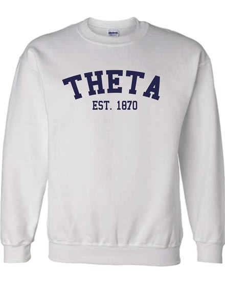 White Sweatshirt (Varsity) Navy Theta
