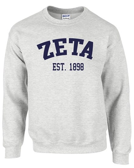 Grey Sweatshirt (Varsity) Navy Print- Zeta