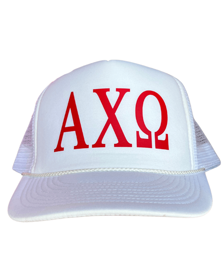 Alpha Chi Letters White Trucker