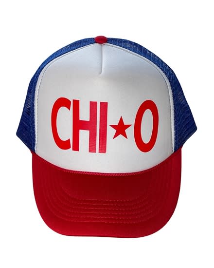 Chi Omega Red-White-Blue Trucker