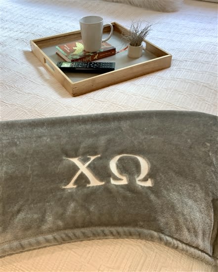 Grey Plush Blanket - Chi Omega