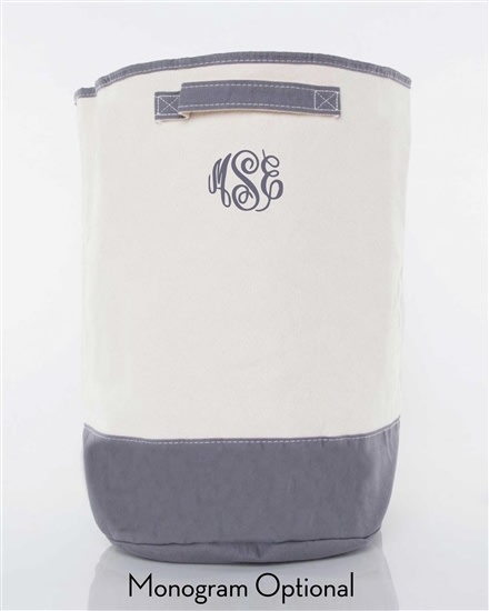 Canvas Laundry Hamper - Grey (choose your monogram)