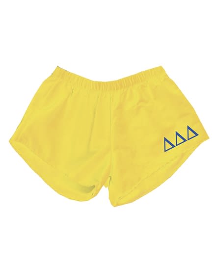 Yellow Sorority Shorts - Tri Delta (blue design)