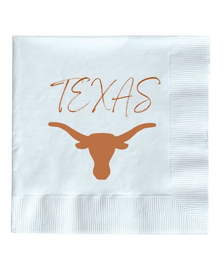 TEXAS Script with Longhorn Beverage Napkins