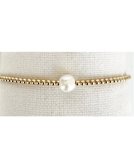 Single Pearl Gold Bead Bracelet