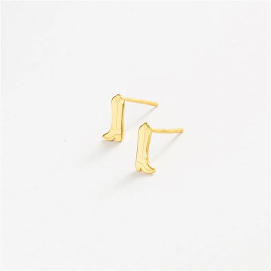 Cowboy Boot Post Earrings Gold
