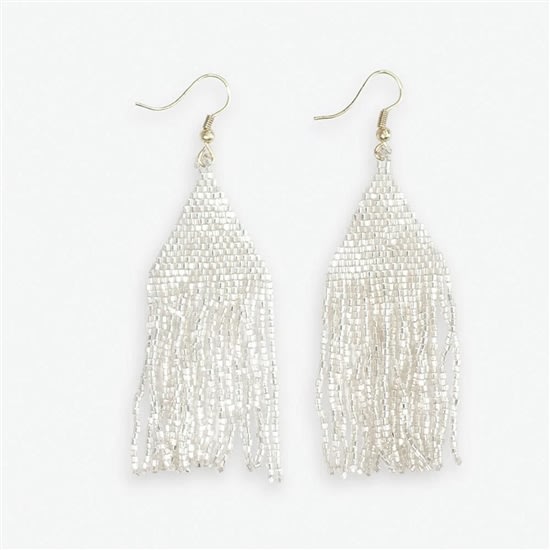 Beaded Fringe Solid Silver Earrings