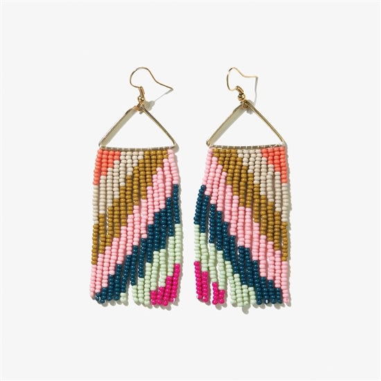 Striped Beaded Fringe Rainbow Striped Beaded Fringe Rainbow