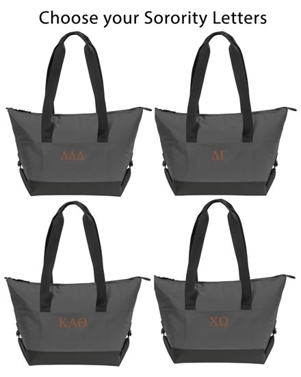18 Pack CHARCOAL Cooler - Select SORORITY Letters (Burnt Orange Thread)