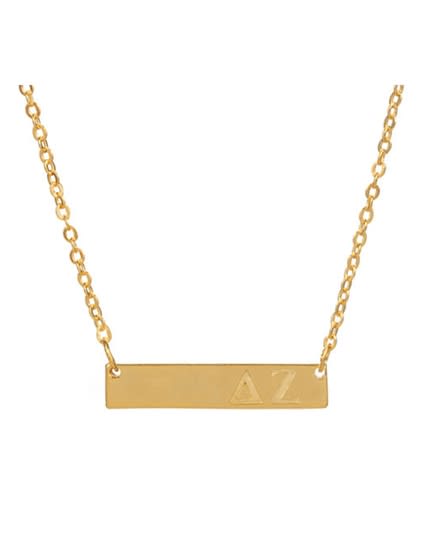 Sorority Gold Bar Necklace - Delta Zeta