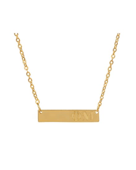 Sorority Gold Bar Necklace - Phi Mu