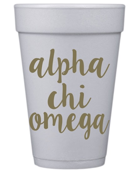 Gold Script Styrofoam Cups - Alpha Chi