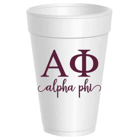 Sorority Script Styrofoam Cups - Alpha Phi