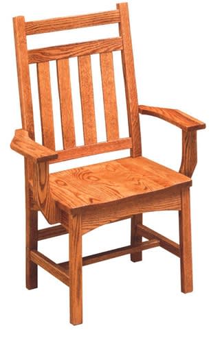 Mixed Wood Trestle Dining Room Chair, With Arms