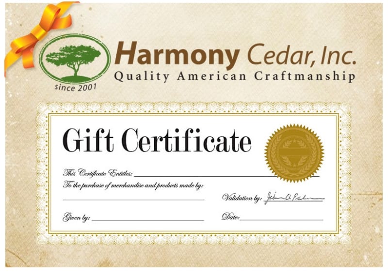 Harmony Cedar Gift Certificate