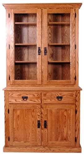 68" x 84" x 20" Quarter Sawn Oak Mission Hutch (Three Doors)