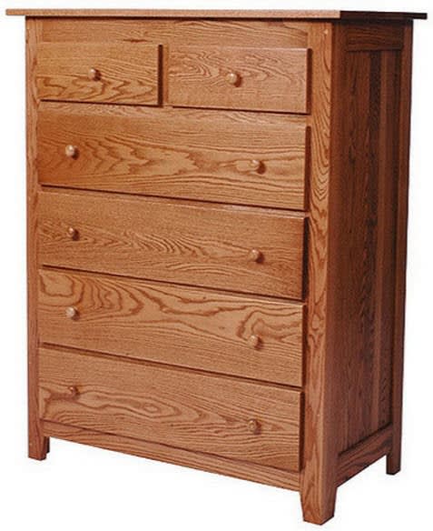 25w x 50h x 20d Shaker 6 Drawer Cherry Dresser