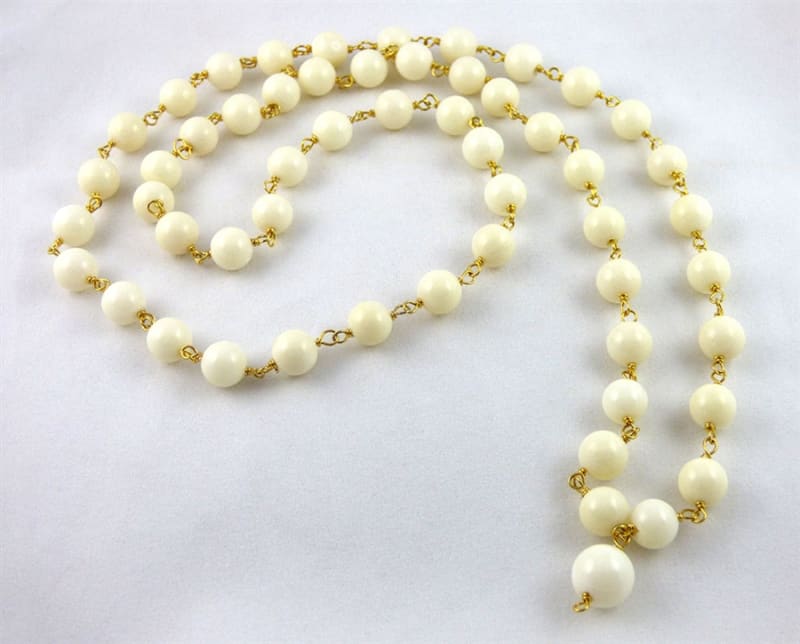 Astrological white coral mala