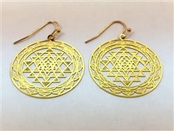 ER-03-25 Shree Yantra 18k Gold Plated 25mm Earrings